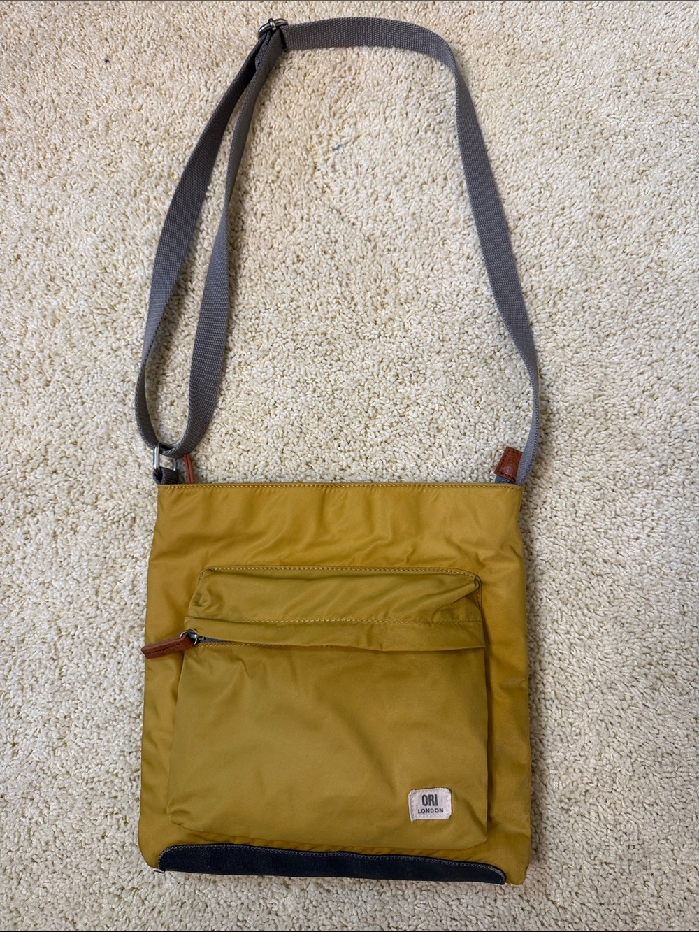 ORI London Mustard Crossbody Bag with Front Zip Pocket